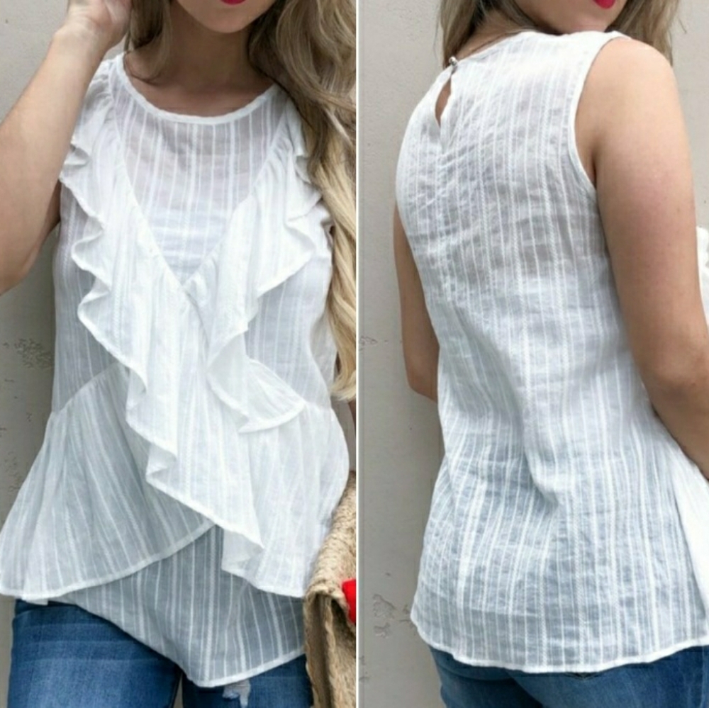 White ruffle top